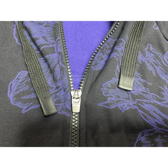 Athleta Triumph Activewear Hooded Sweatshirt Hoodie Zipper Purple/Black Size M - Picture 10 of 15